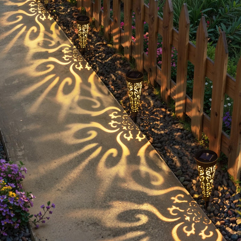 Go2garden 6Pcs Solar Lights Outdoor Garden Decor Gifts for Women Mom,Waterproof Conical Garden Stakes for Yard, Lawn, Pathway,Garden Lights Mothers' Day Birthday Gifts for Men(Black) - Image 3